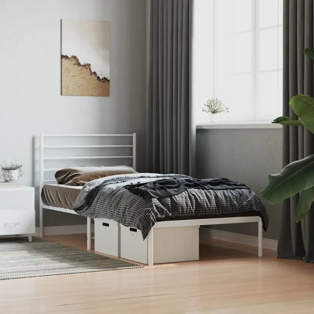 White Metal Bed Frame King Single 107x203cm