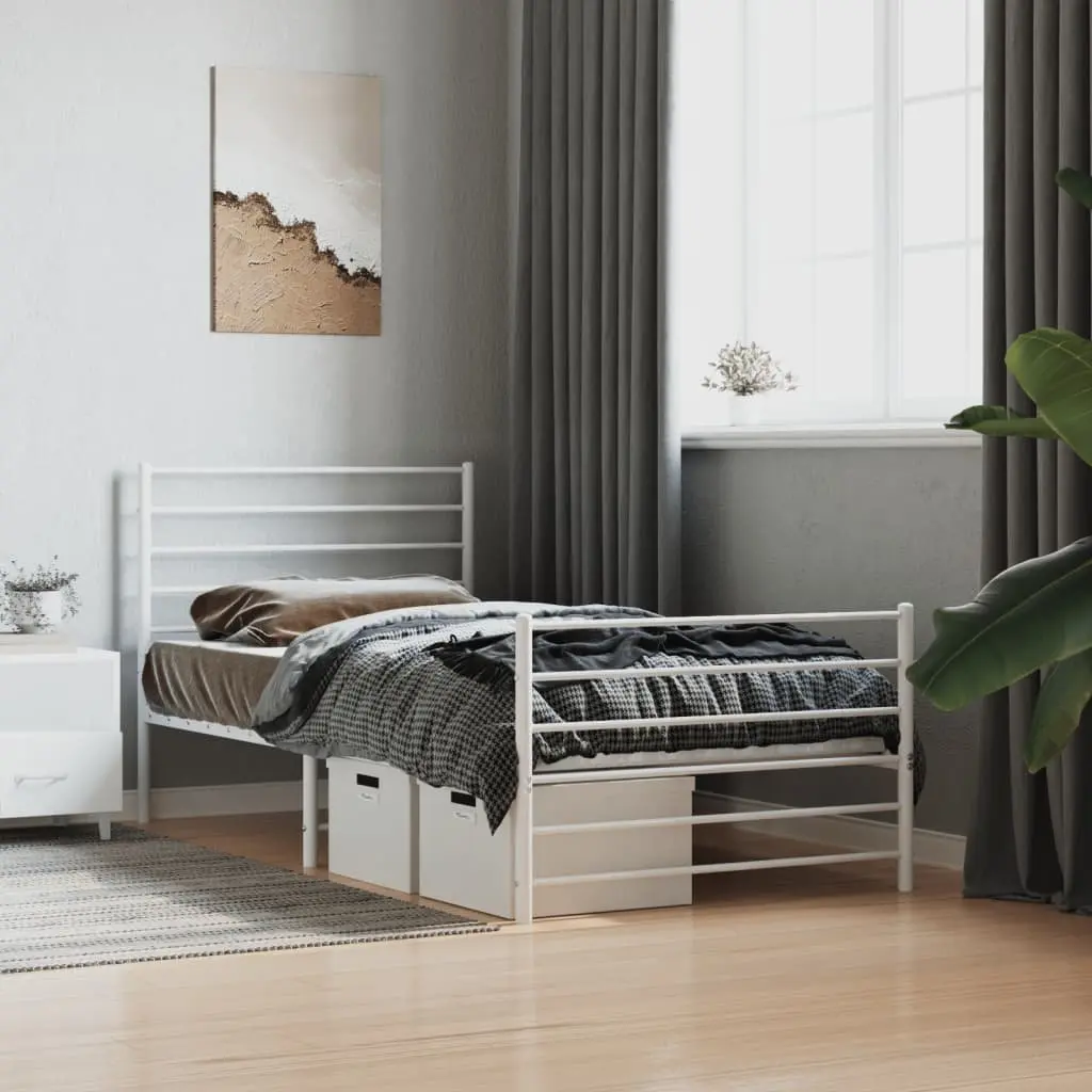 White Metal Bed Frame King Single 107x203 cm