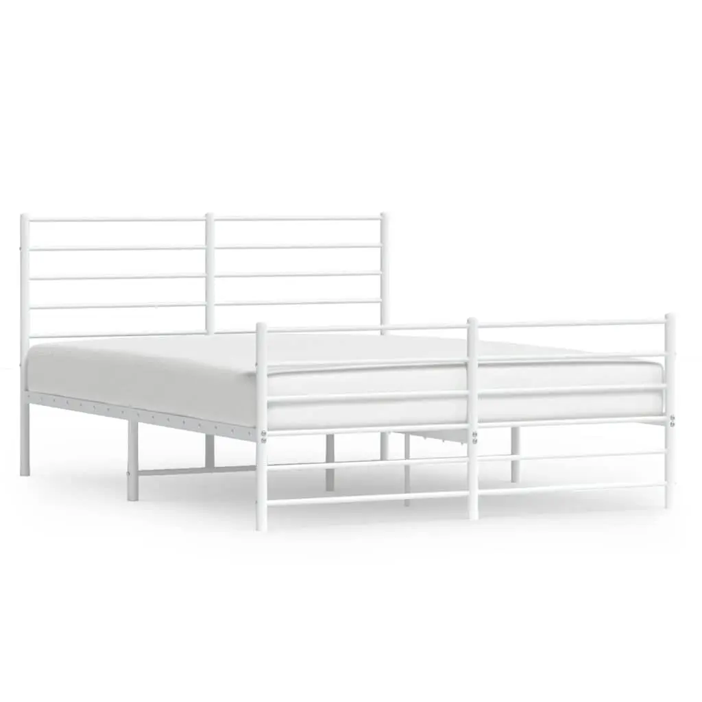Metal Bed Frame Powder-coated Steel 150x200 cm White