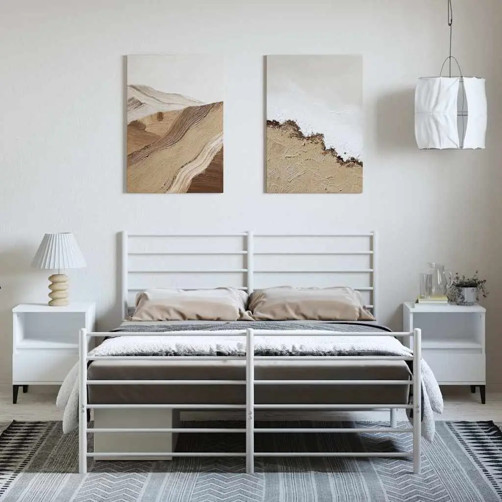 Metal Bed Frame Powder-coated Steel 150x200 cm White