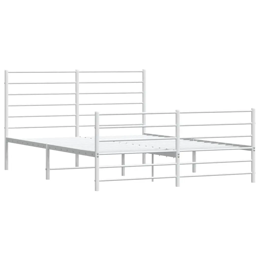 Metal Bed Frame Powder-coated Steel 150x200 cm White
