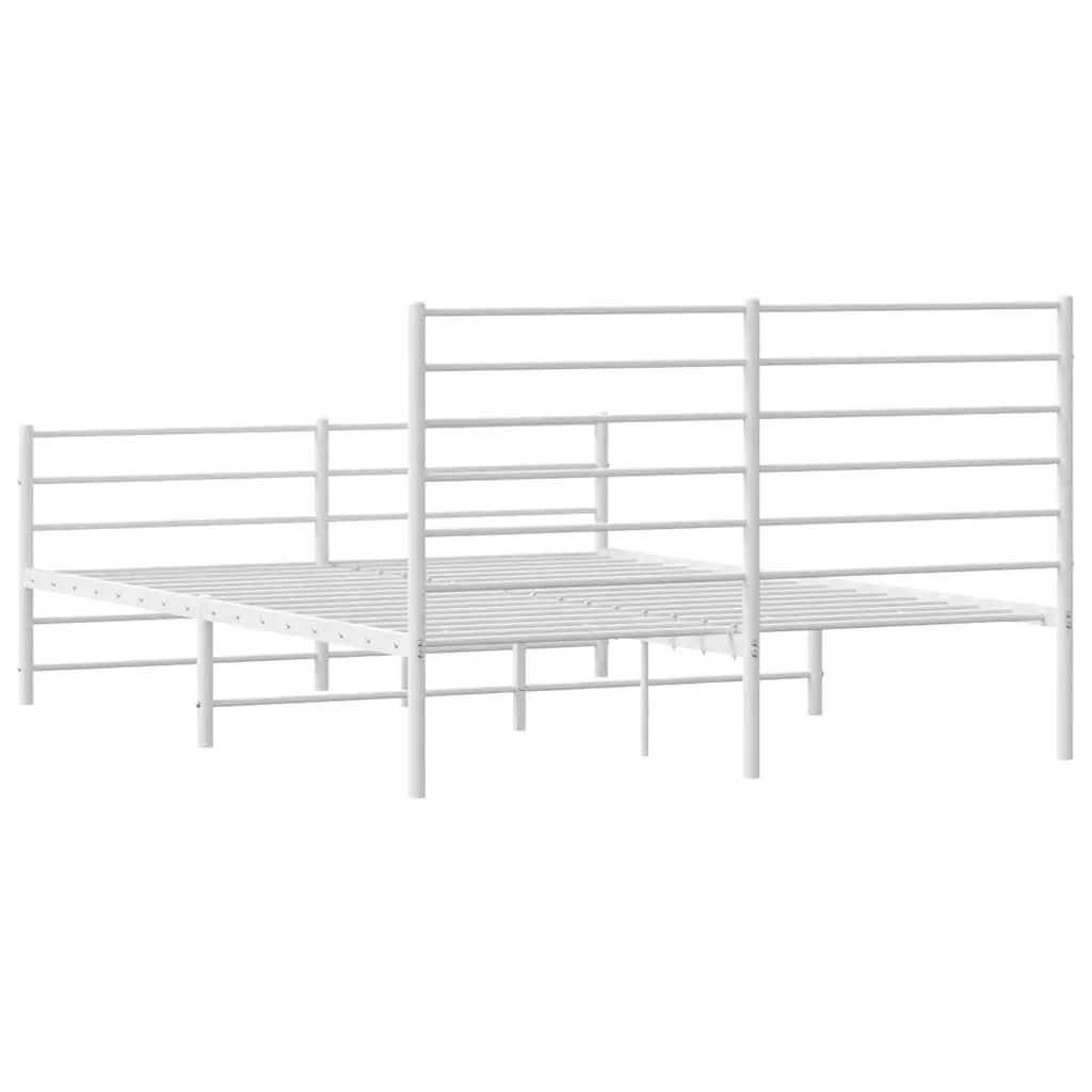 Metal Bed Frame Powder-coated Steel 150x200 cm White