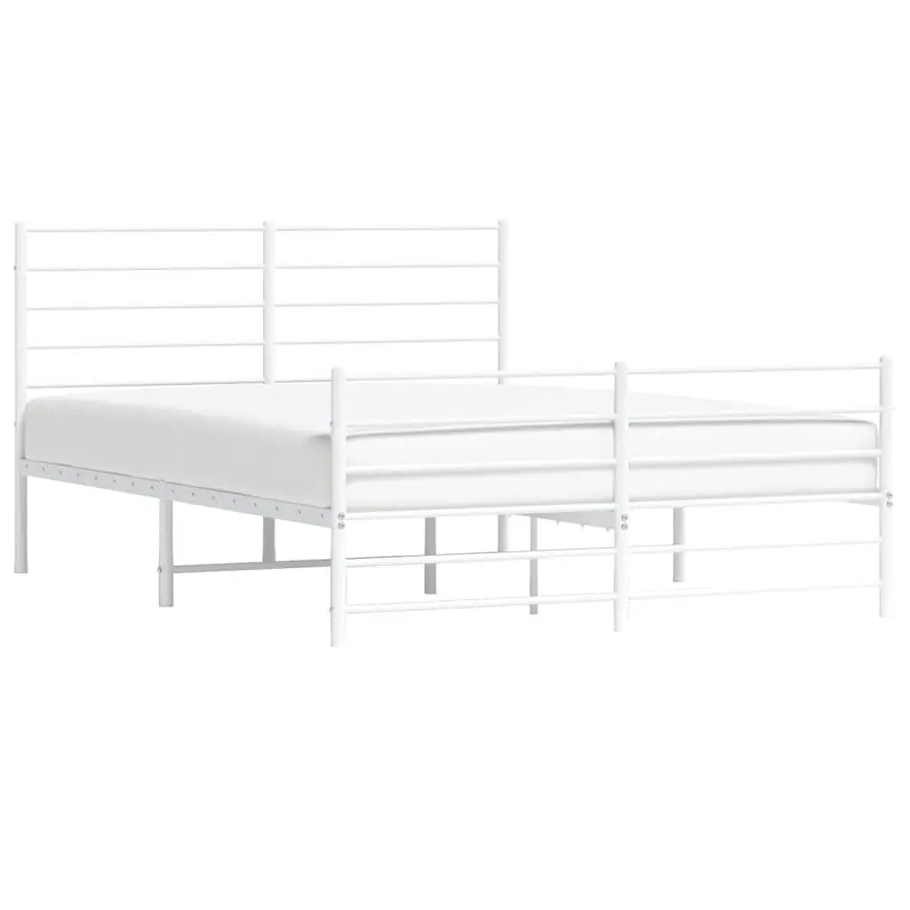 Metal Bed Frame Powder-coated Steel 150x200 cm White