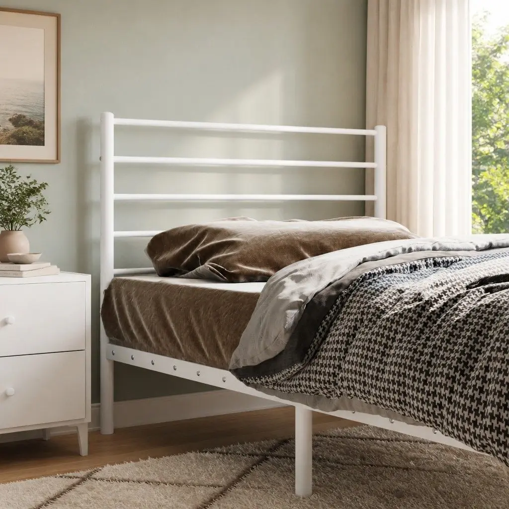 White Metal Headboard for 90cm Bed Frame