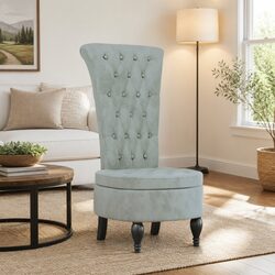 Light Grey Velvet Accent Chair with High Back Support