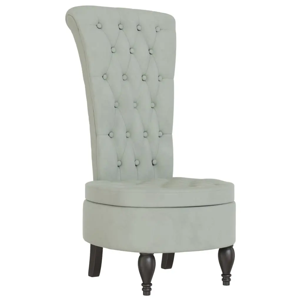 Light Grey Velvet Accent Chair with High Back Support