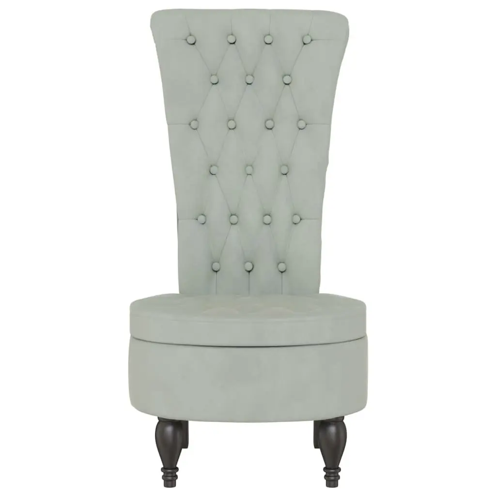 Light Grey Velvet Accent Chair with High Back Support