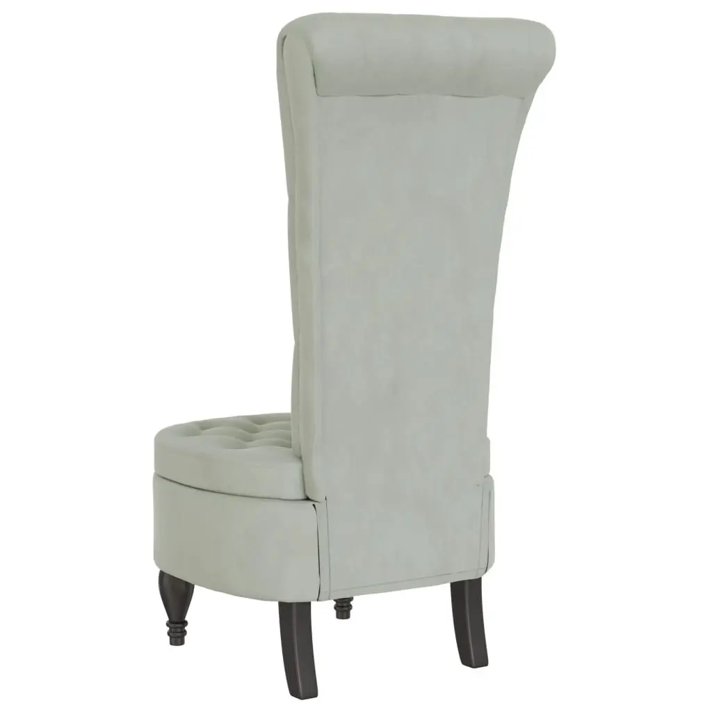 Light Grey Velvet Accent Chair with High Back Support