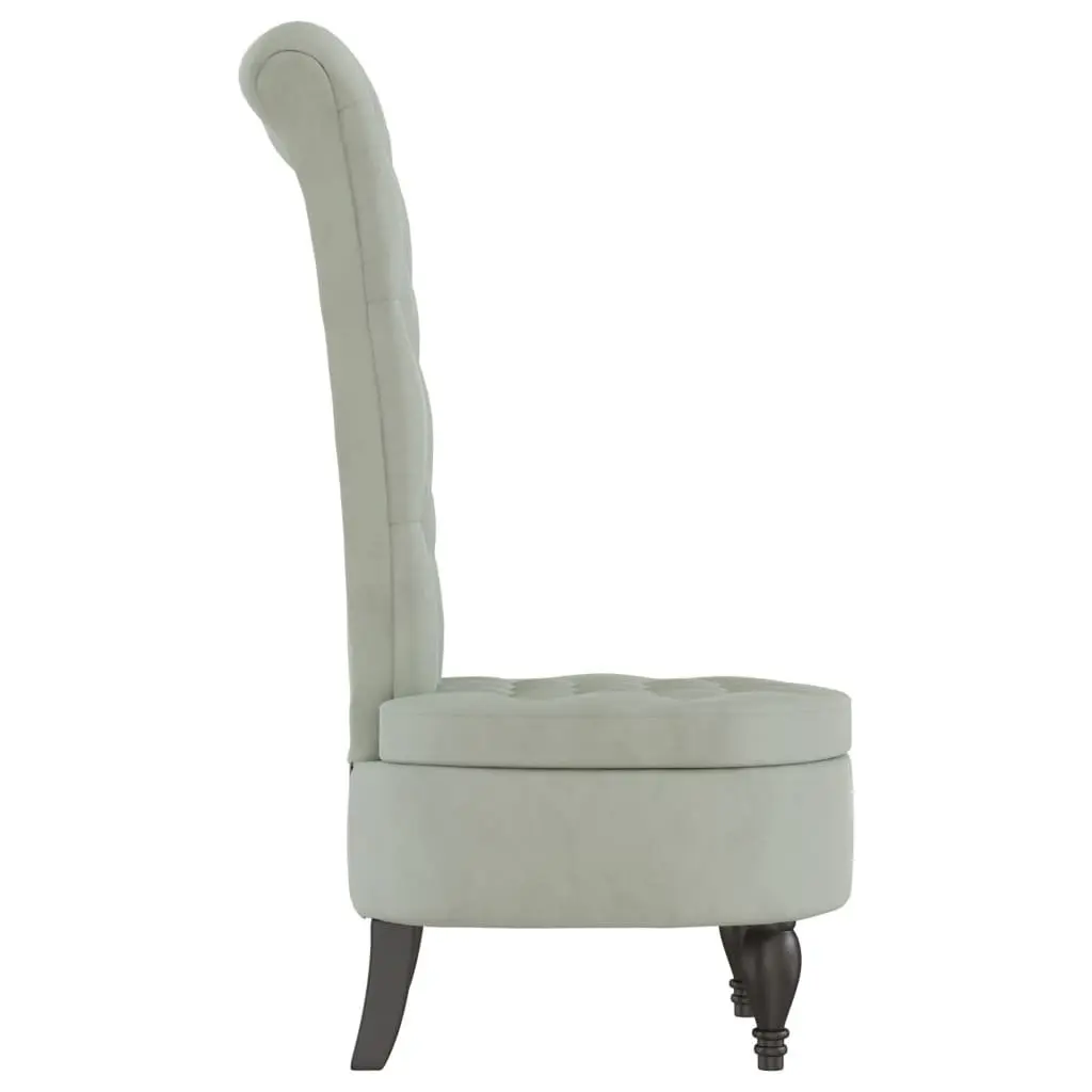 Light Grey Velvet Accent Chair with High Back Support