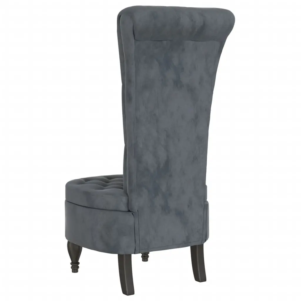 High Back Accent Chair Velvet Dark Grey