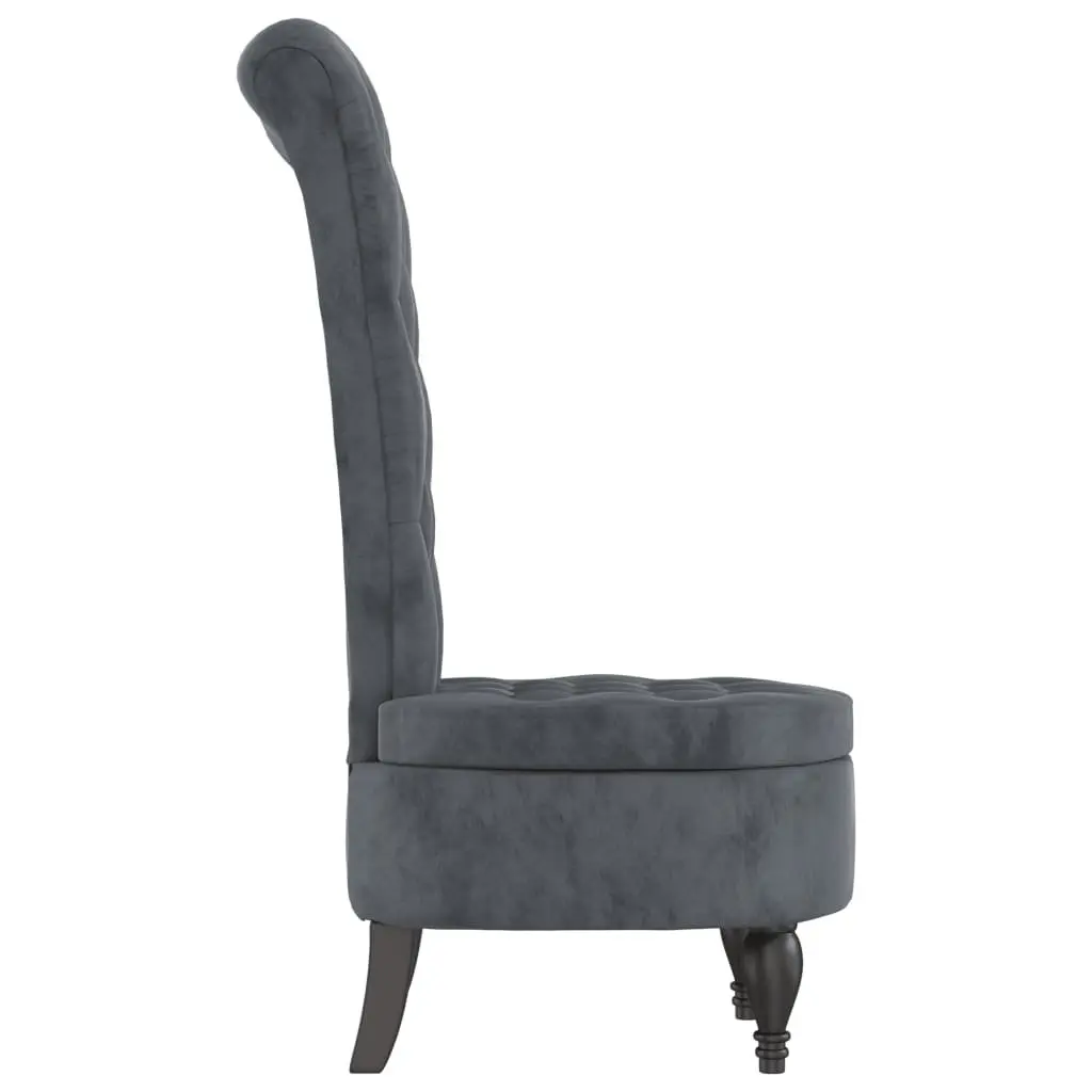 High Back Accent Chair Velvet Dark Grey