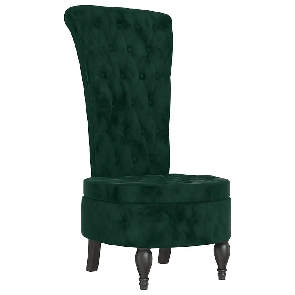 High Back Accent Chair Velvet Dark Green