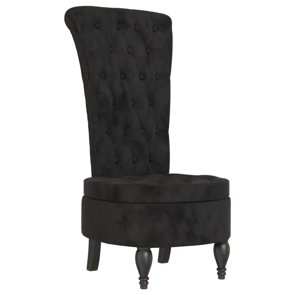 Black Velvet High Back Chair with Button Detail for Office or Living Room