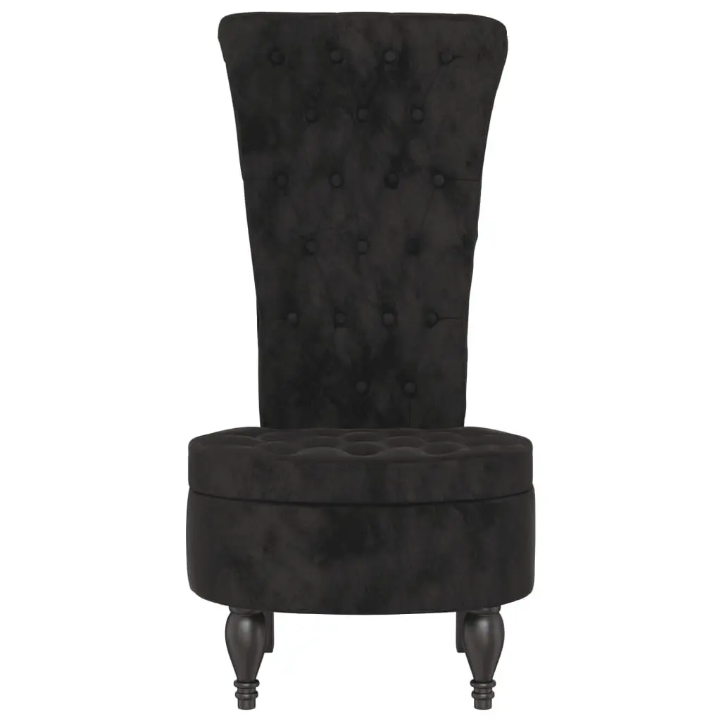 Black Velvet High Back Chair with Button Detail for Office or Living Room