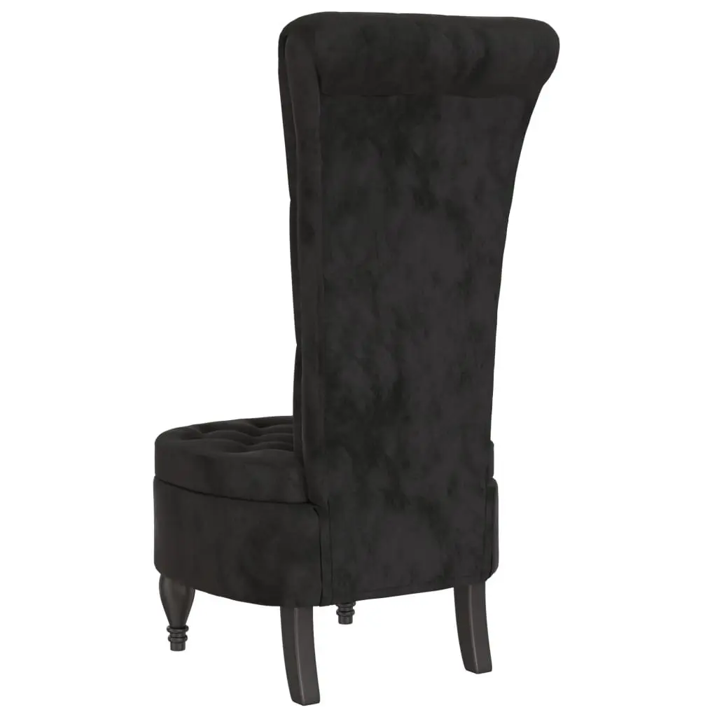 Black Velvet High Back Chair with Button Detail for Office or Living Room