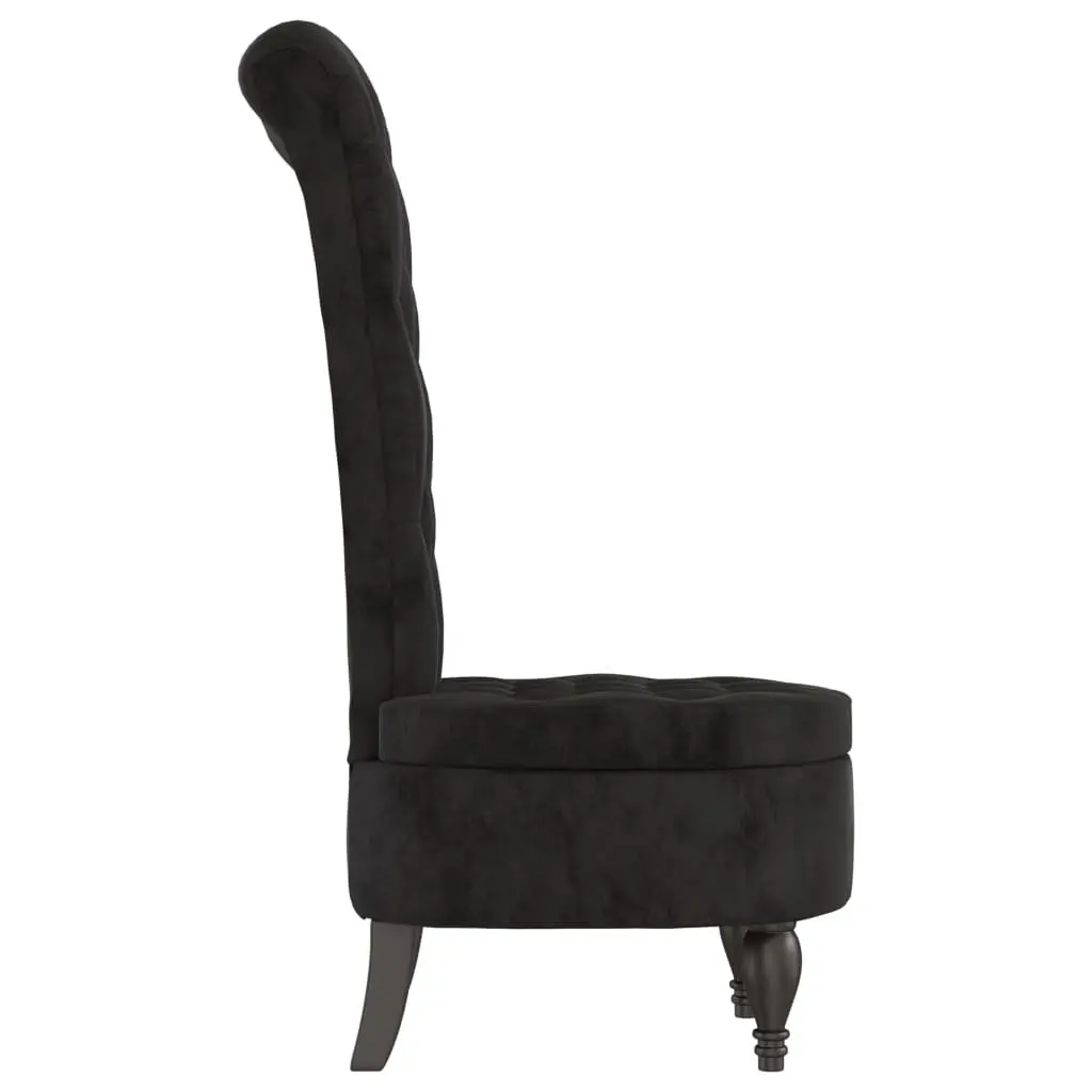 Black Velvet High Back Chair with Button Detail for Office or Living Room