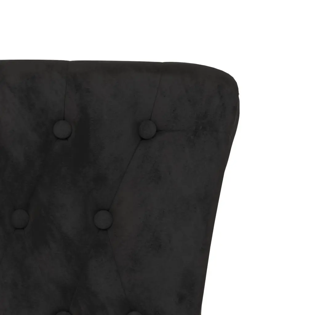 Black Velvet High Back Chair with Button Detail for Office or Living Room
