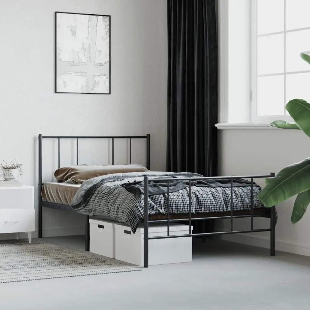 Black Metal Bed Frame for King Single 107x203cm