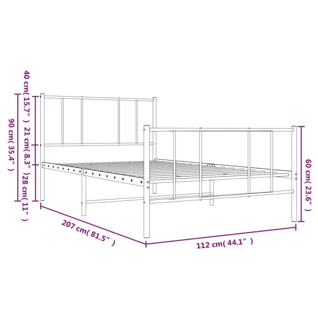 Black Metal Bed Frame for King Single 107x203cm