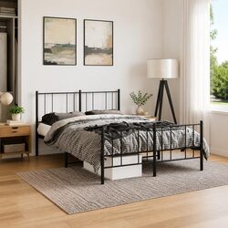 Sturdy Metal Bed Frame 150x200 cm with Footboard