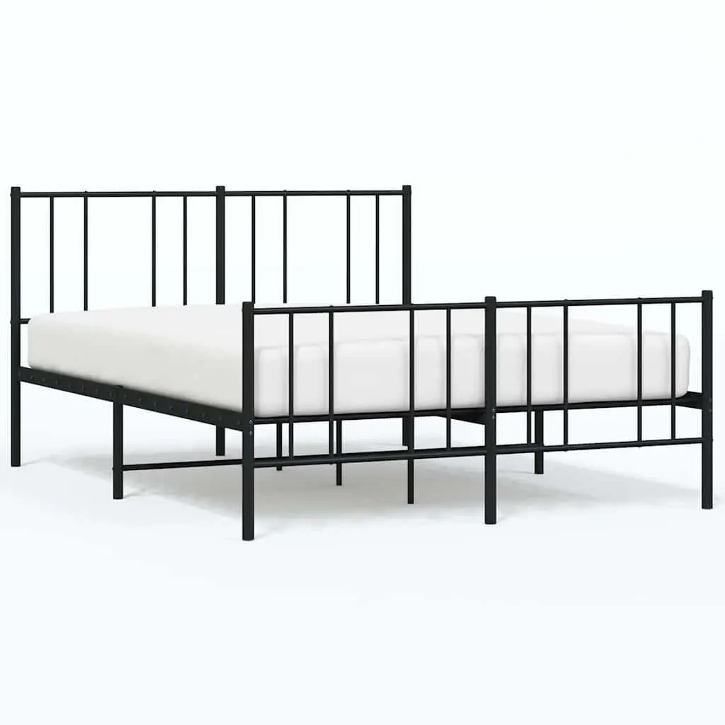 Metal Bed Frame Powder-coated Steel 150x200 cm Black