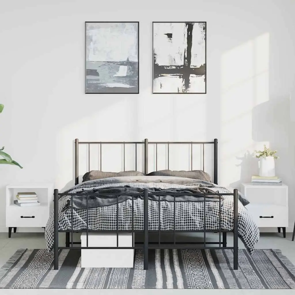 Metal Bed Frame Powder-coated Steel 150x200 cm Black