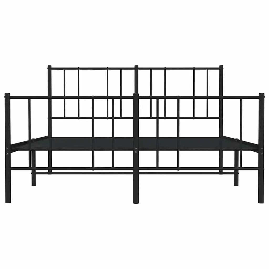 Metal Bed Frame Powder-coated Steel 150x200 cm Black