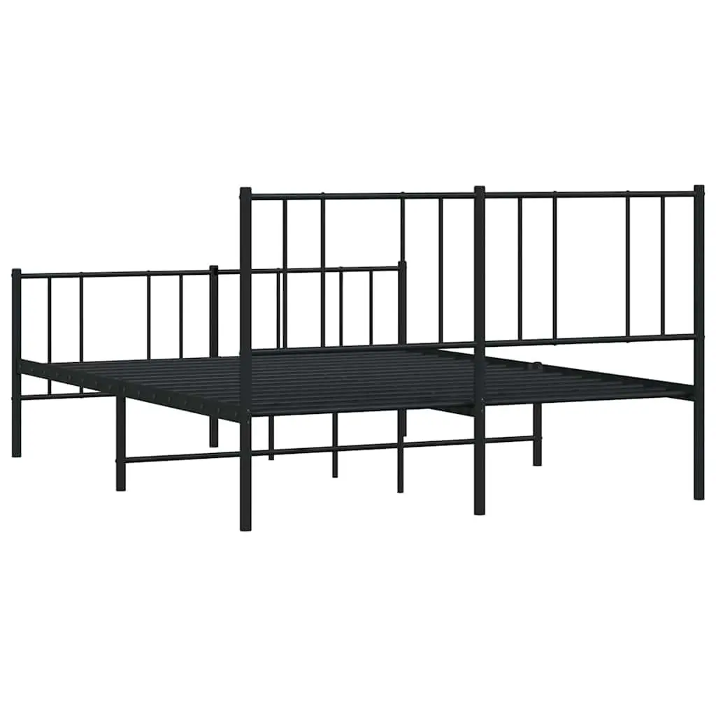 Metal Bed Frame Powder-coated Steel 150x200 cm Black
