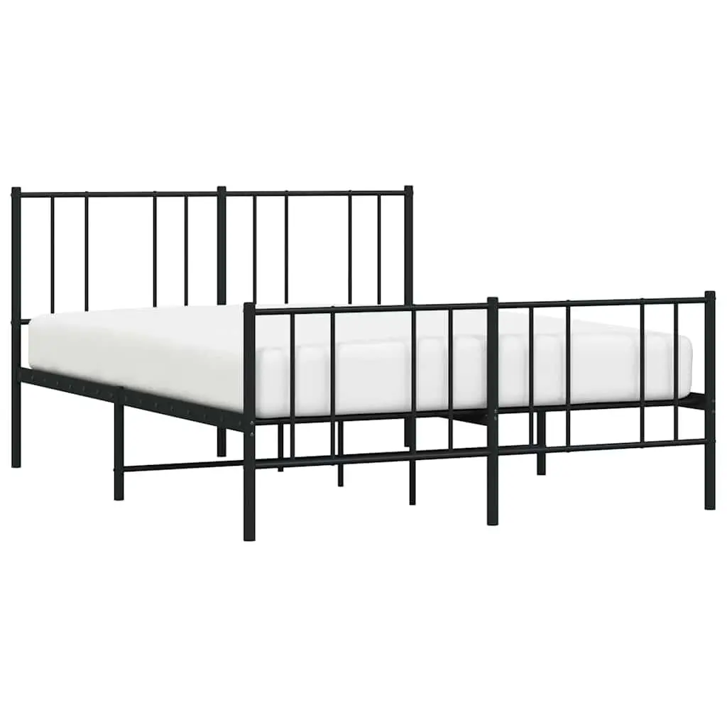 Metal Bed Frame Powder-coated Steel 150x200 cm Black