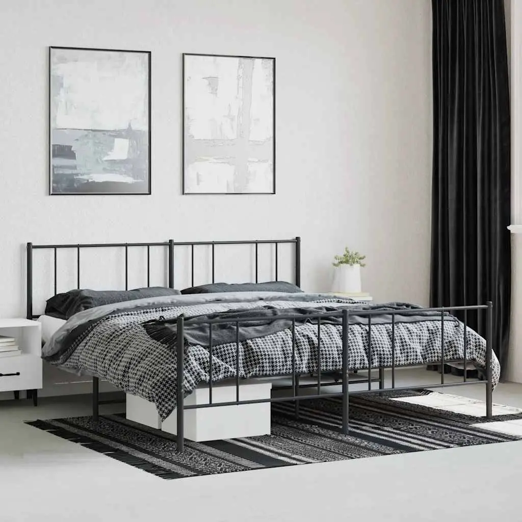 King Size Metal Bed Frame 183x203cm Black