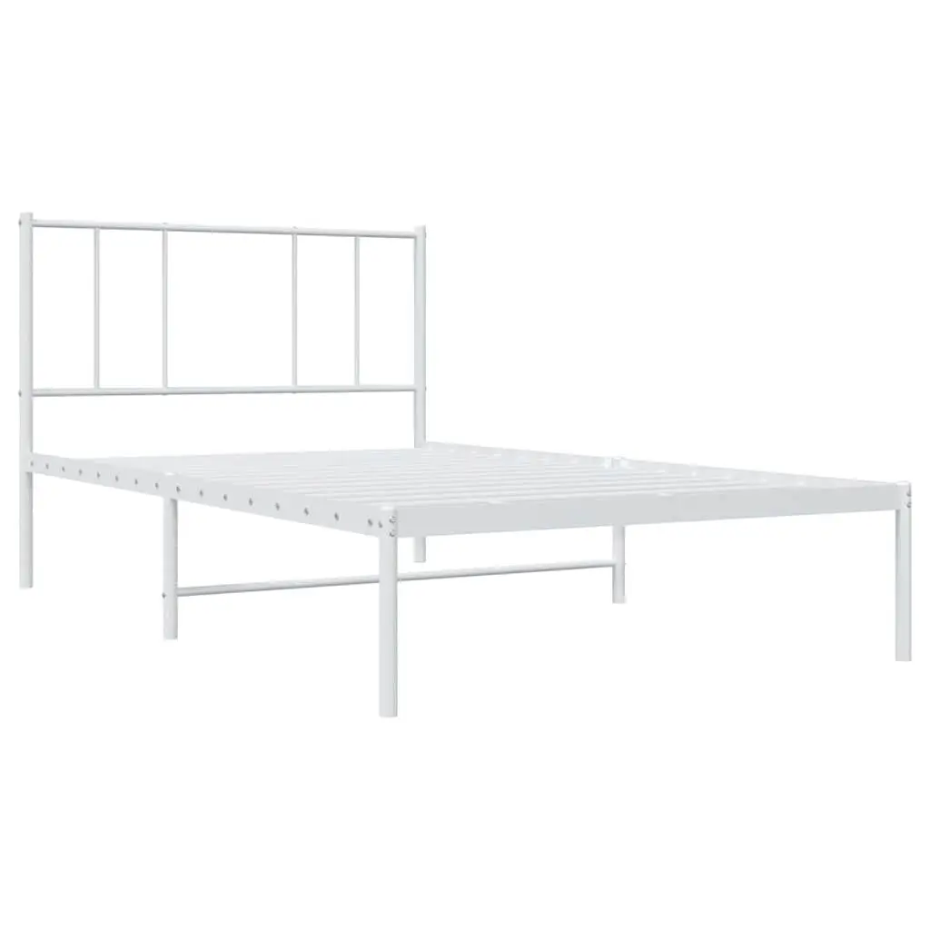 White Metal King Single Bed Frame with Headboard
