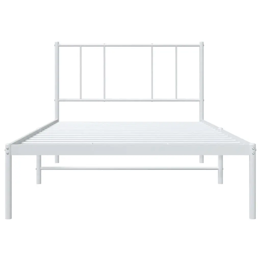 White Metal King Single Bed Frame with Headboard