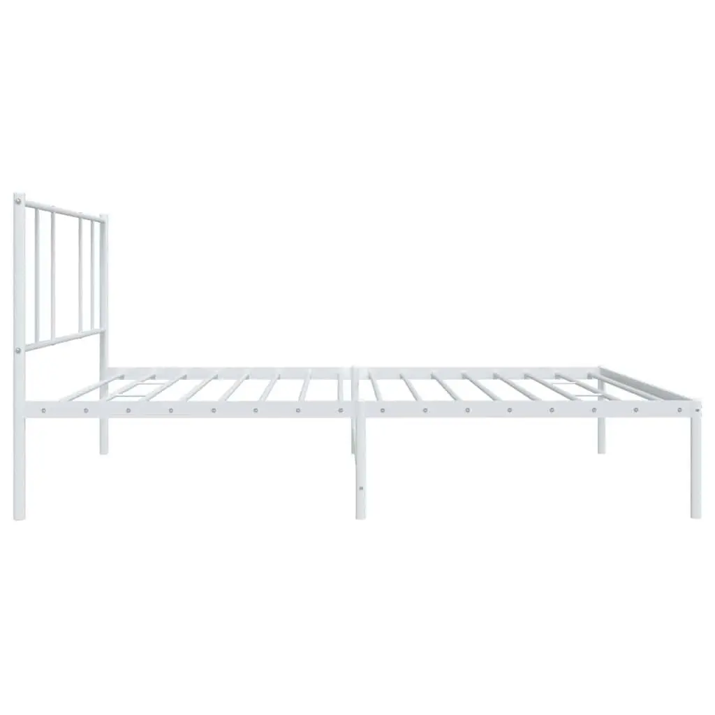 White Metal King Single Bed Frame with Headboard