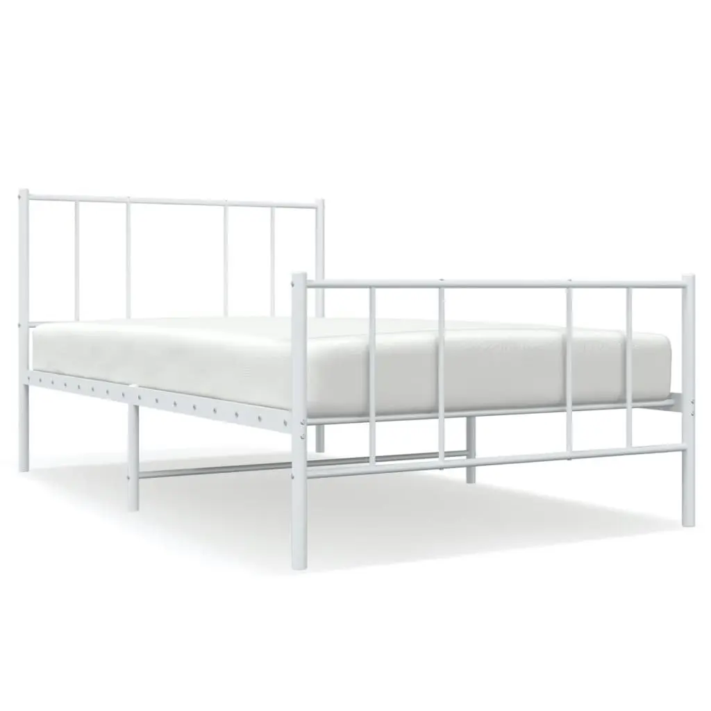 Metal King Single Bed Frame 107x203 cm White