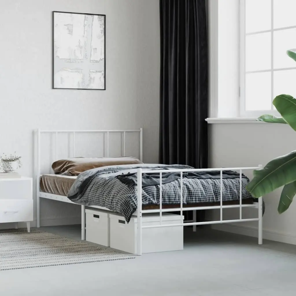Metal King Single Bed Frame 107x203 cm White