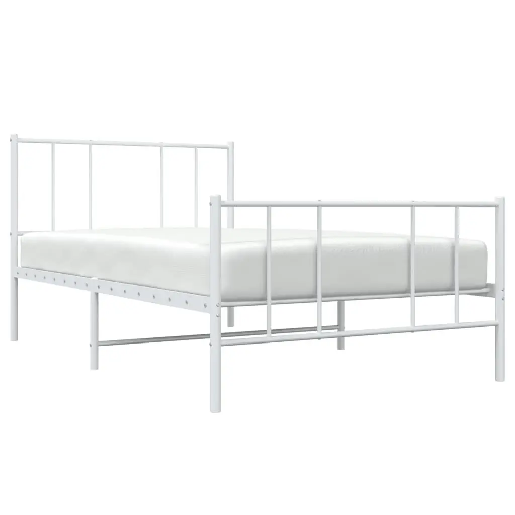 Metal King Single Bed Frame 107x203 cm White