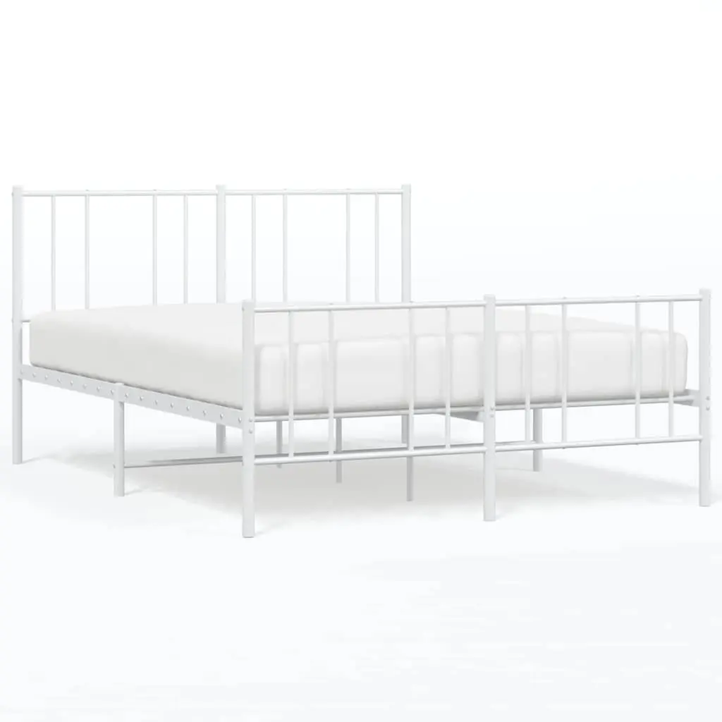 Metal Bed Frame Powder-coated Steel 135x190cm White