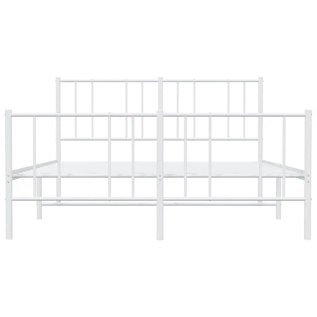 Metal Bed Frame Powder-coated Steel 135x190cm White