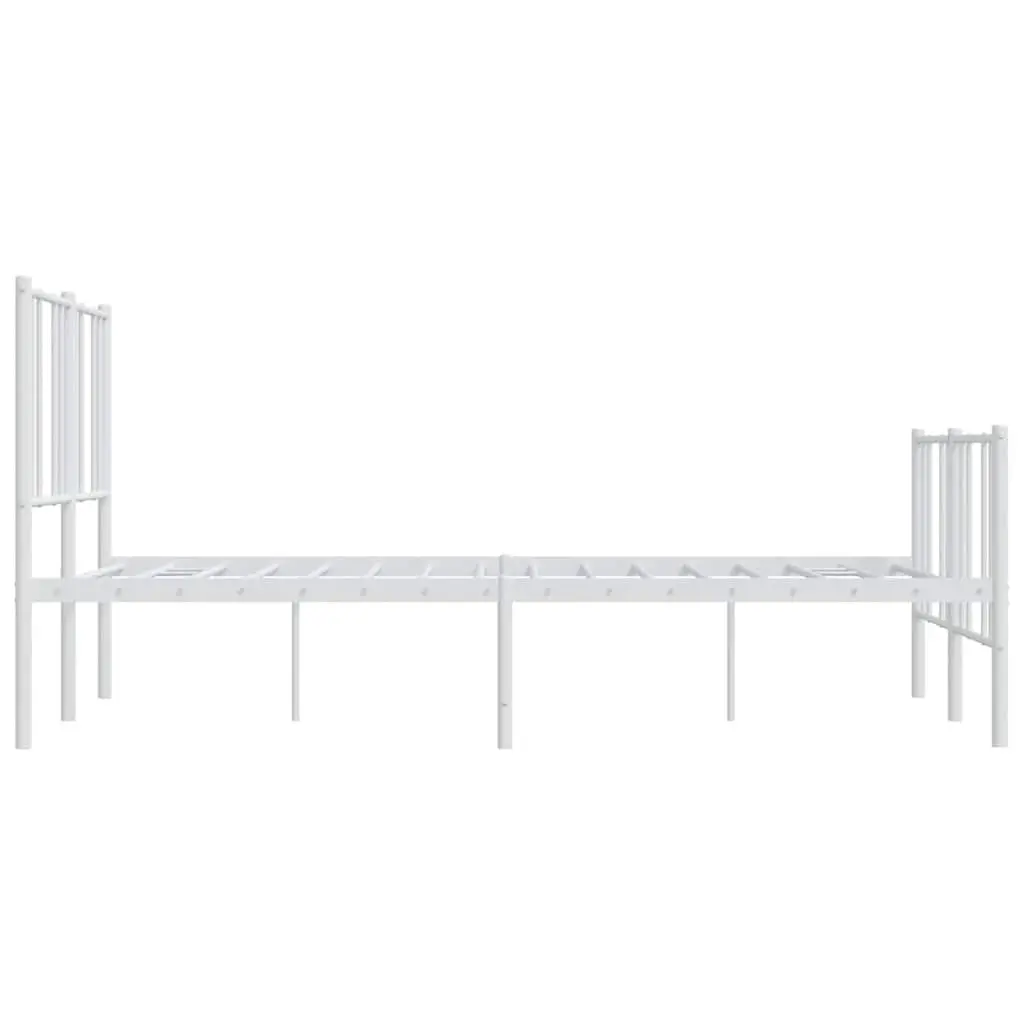 Metal Bed Frame Powder-coated Steel 135x190cm White