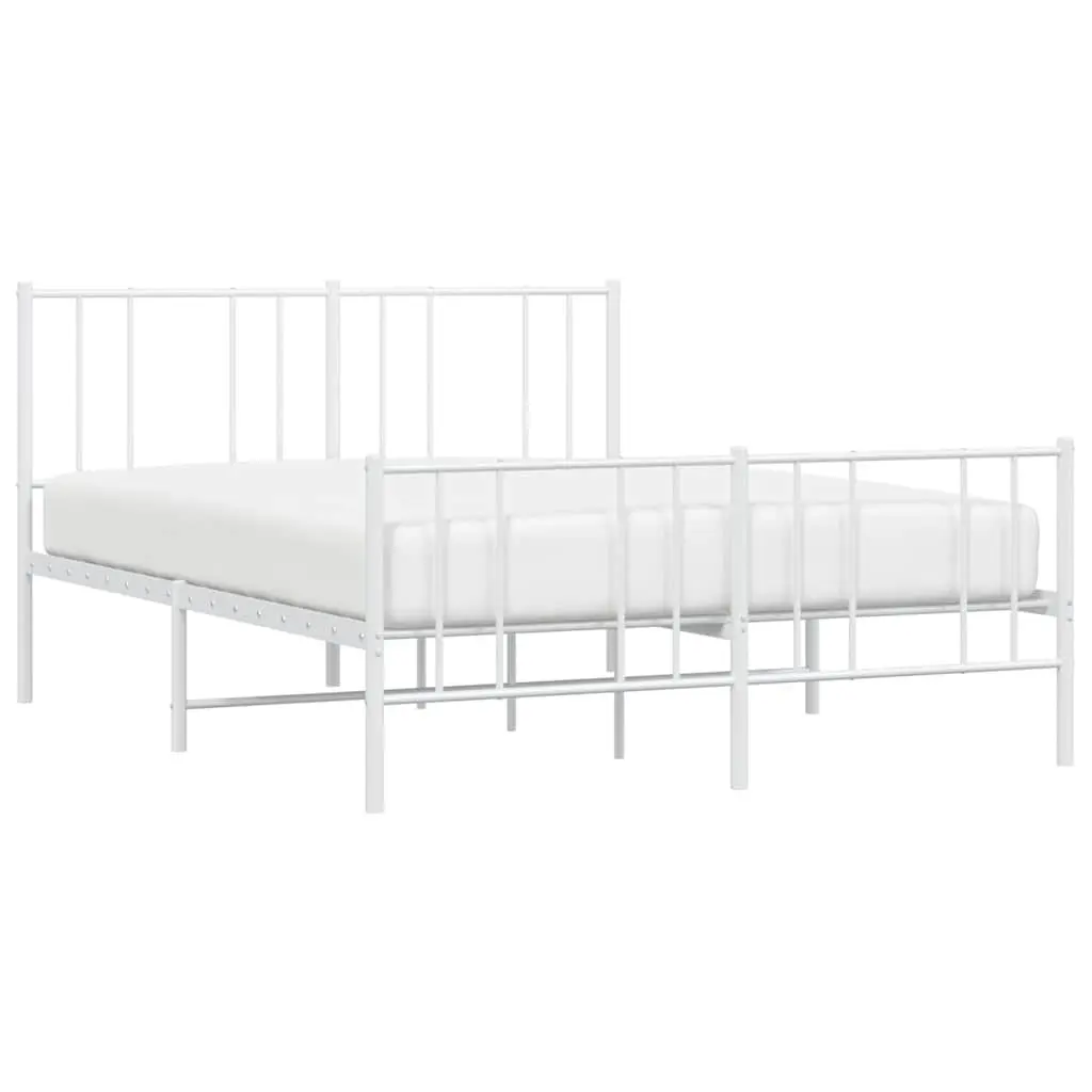 Metal Bed Frame Powder-coated Steel 135x190cm White