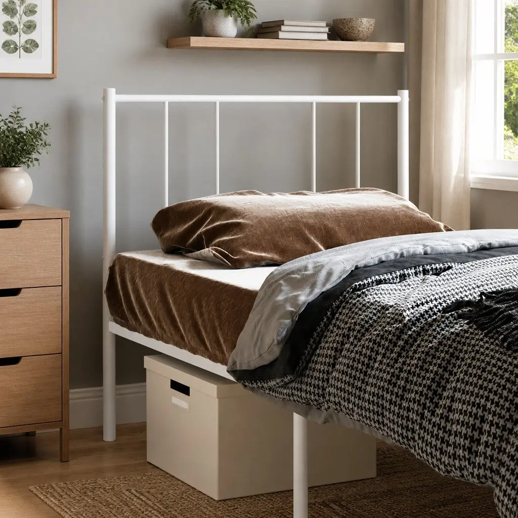 90cm White Metal Headboard for Bedroom Frames