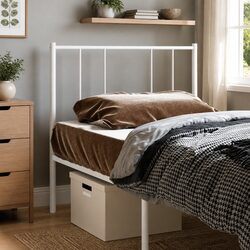 90cm White Metal Headboard for Bedroom Frames