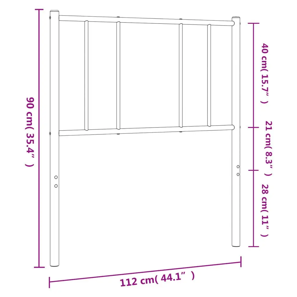 White Metal Headboard 107cm for Bed Support