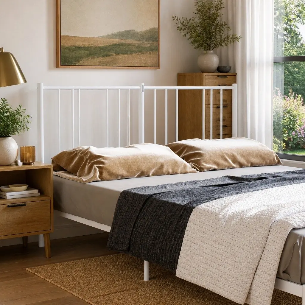 White Metal Headboard for 135cm Bed Frame