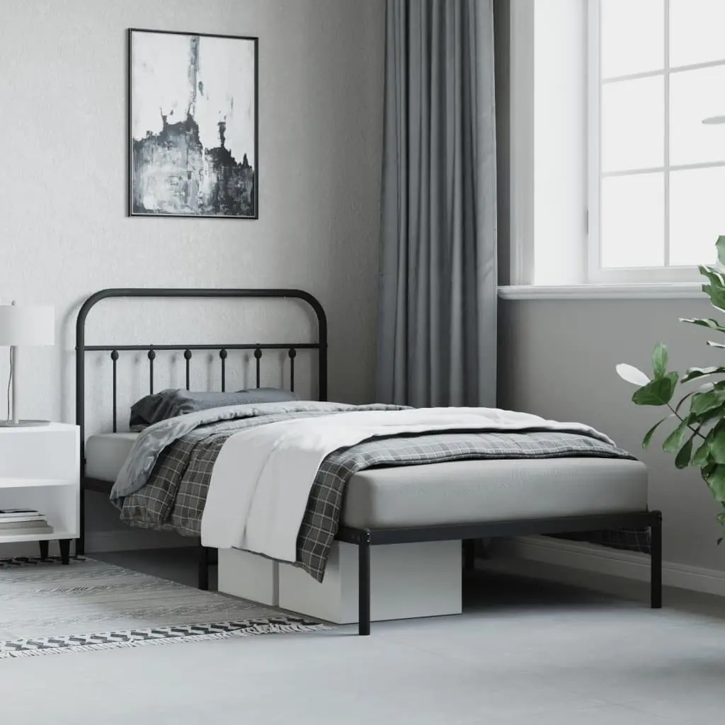 Metal Bed Frame Steel 107x203cm Black