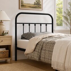 Stylish 90cm Black Metal Headboard for Beds