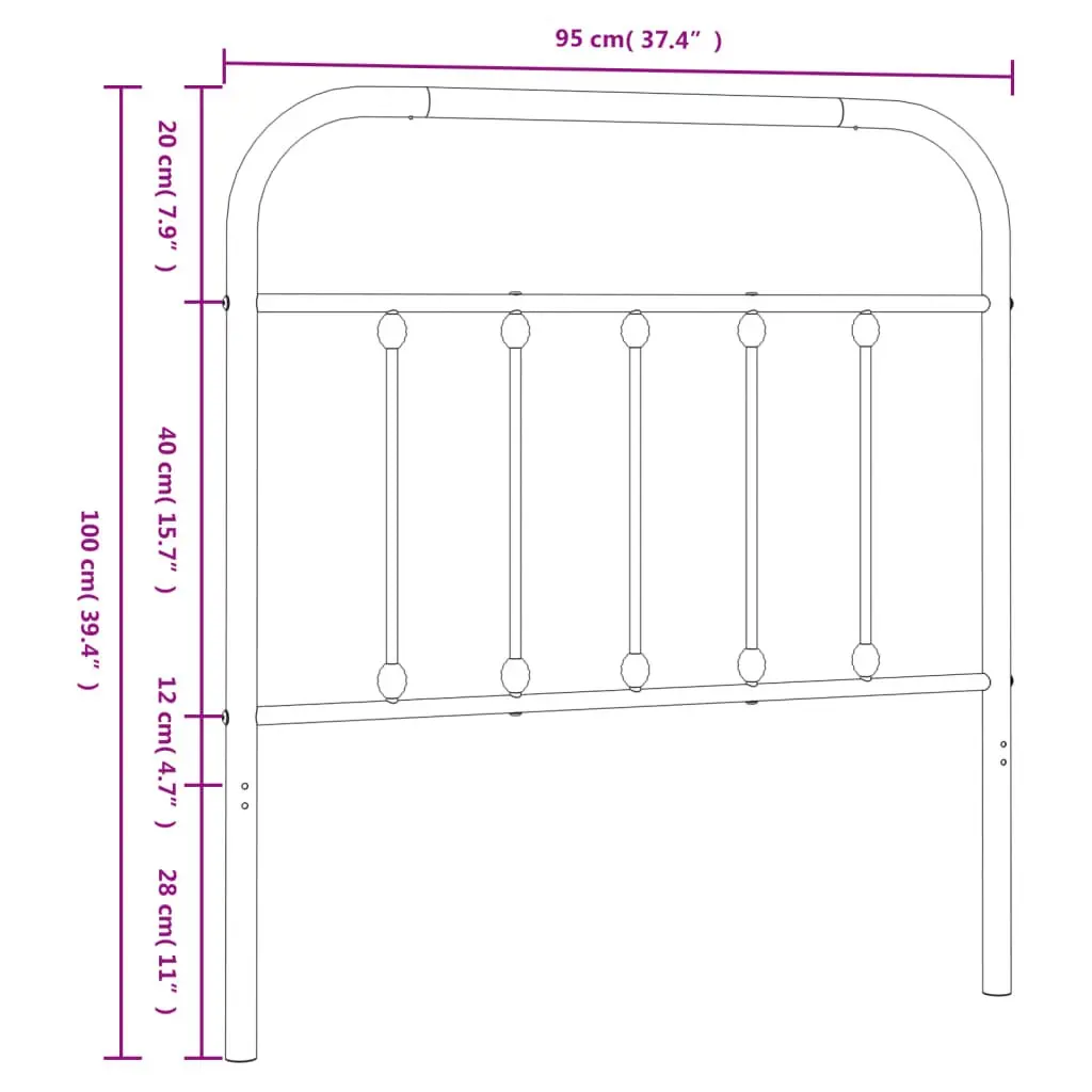 90cm Black Metal Headboard for Beds