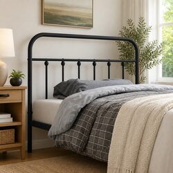 Durable Black Metal Headboard 107cm for Bed Frames