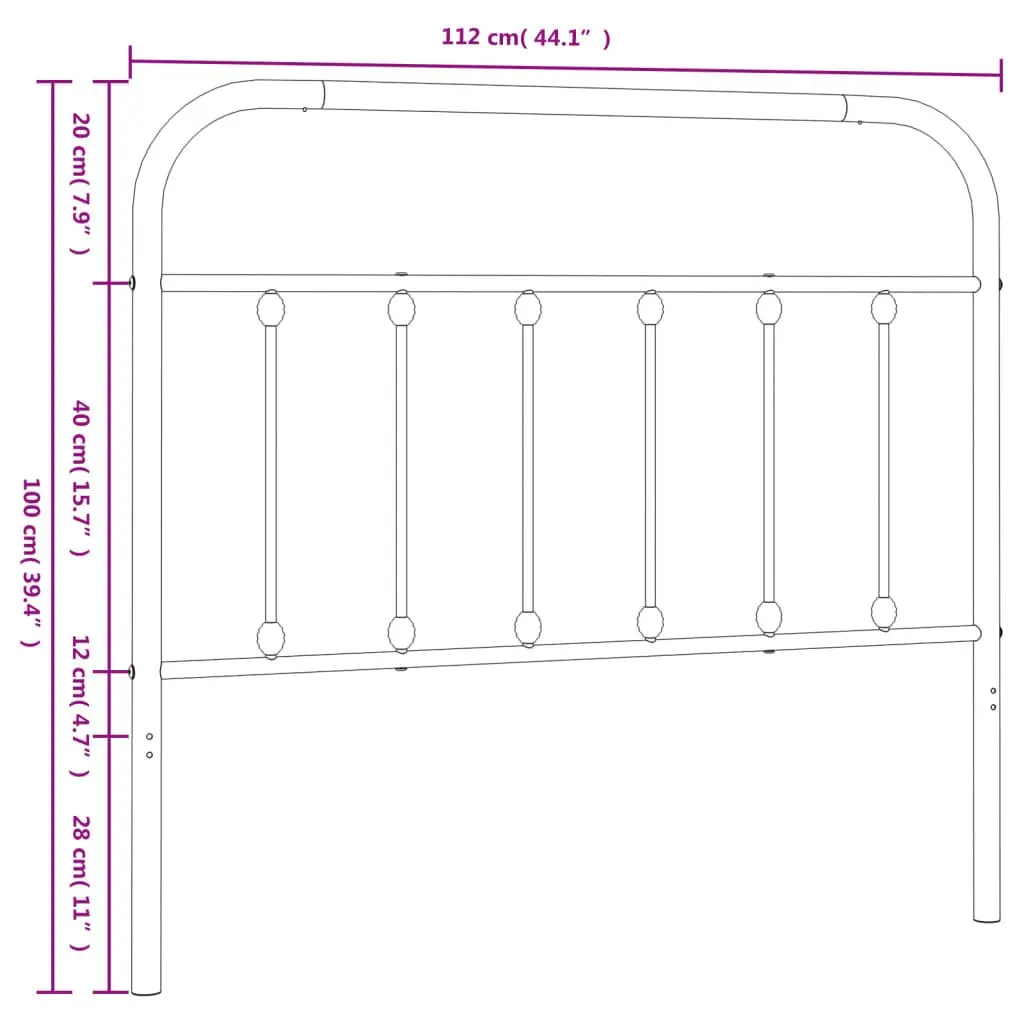 Metal Bed Headboard White 107 cm Bedroom Bed Head Board Replacement