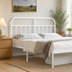 Sturdy White Metal Headboard for Bed Frames 135 cm